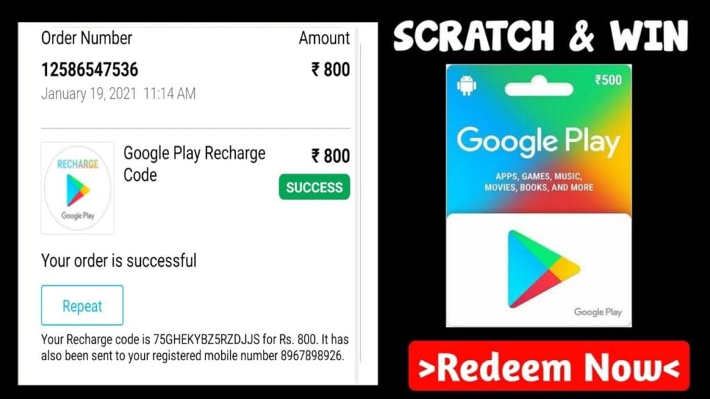 800 Rs Google Play Redeem Code