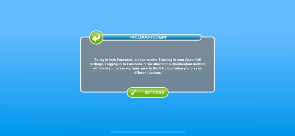Sims Freeplay Facebook Login Error
