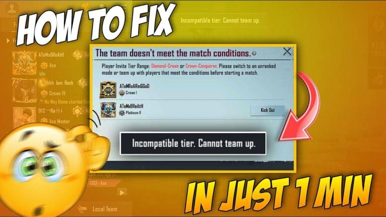 Incompatible tier Cannot Team up BGMI PUBG- Fix it Now!