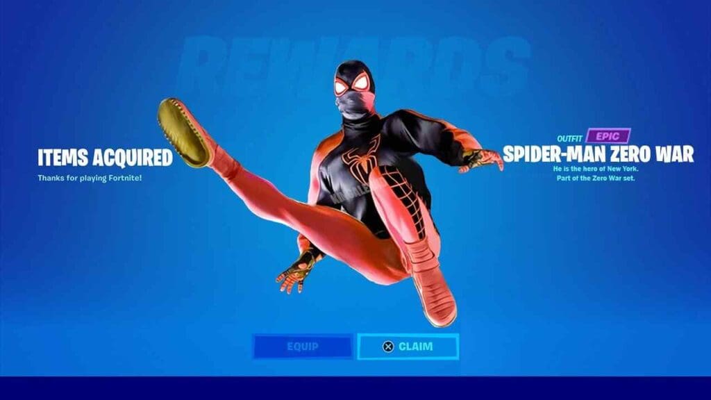New Spiderman Skin Fortnite zero outfit