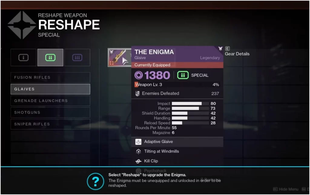 Reshaping The Enigma Destiny 2
