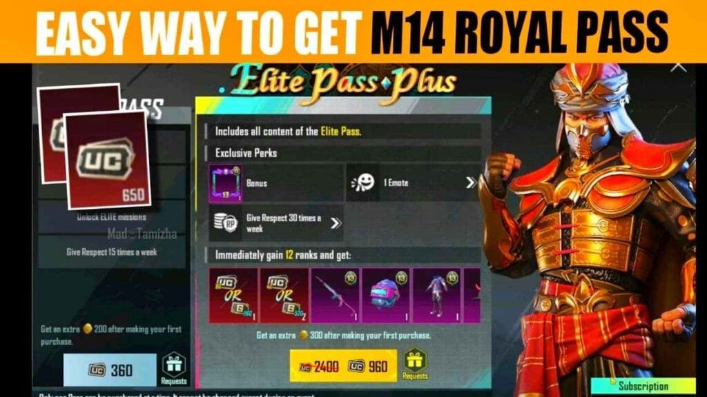 Purchase M14 Royal Pass in BGMI