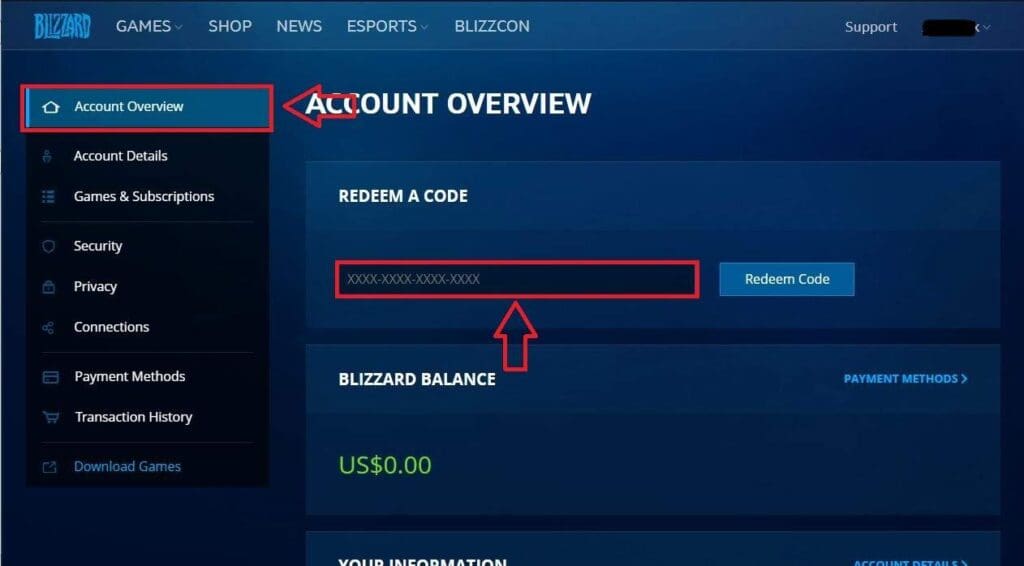 Blizzard Redeem Code