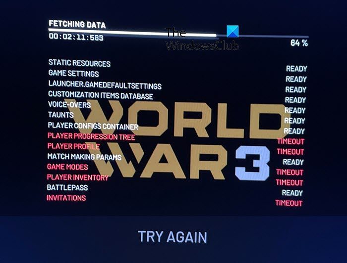 Fix World War 3 Fetching Data Error