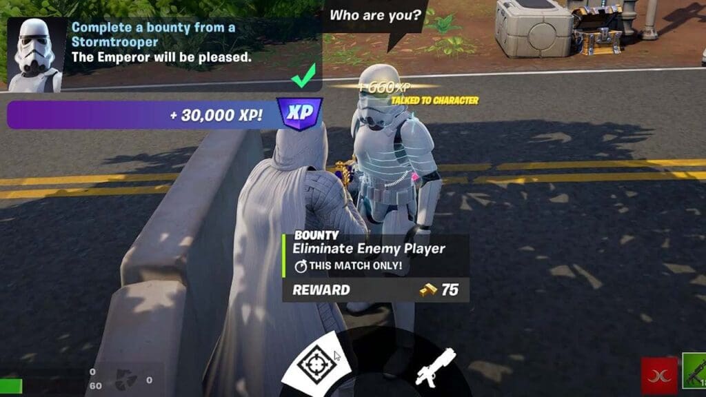 Complete a bounty from a Stormtrooper in Fortnite