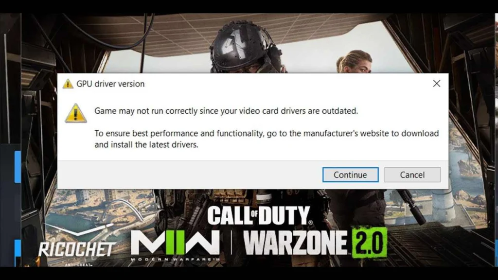 Warzone 2 GPU Driver Version Outdated Error