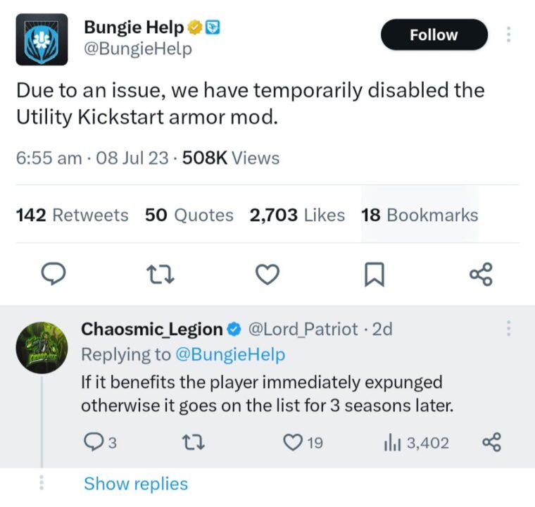 Destiny 2 utility kickstart disabled