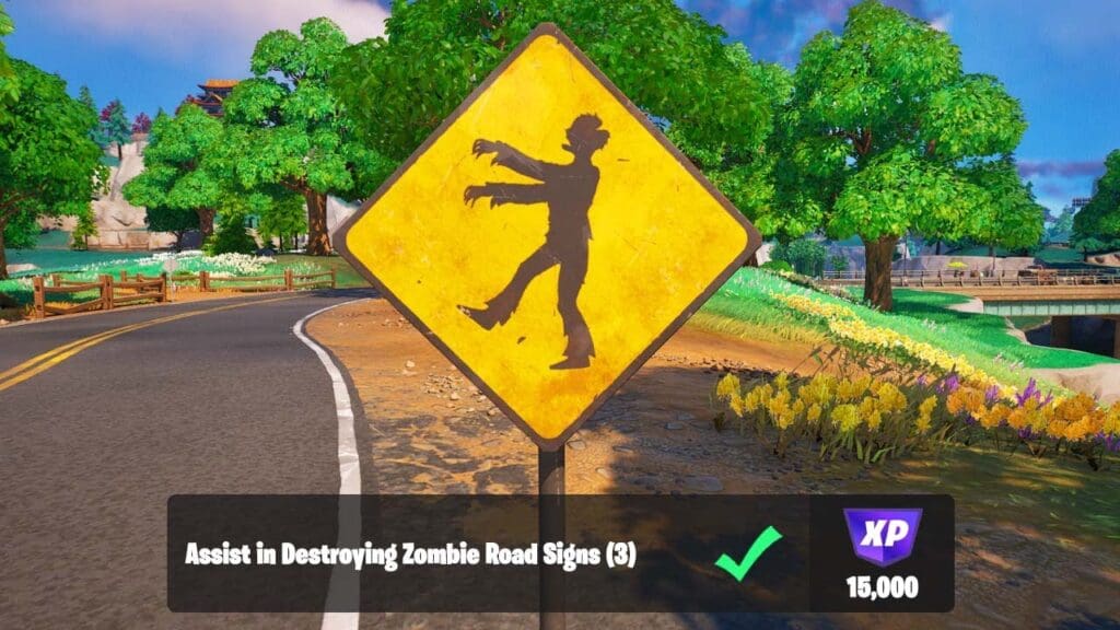 Assist in Destroying Zombie Road Signs Fortnite