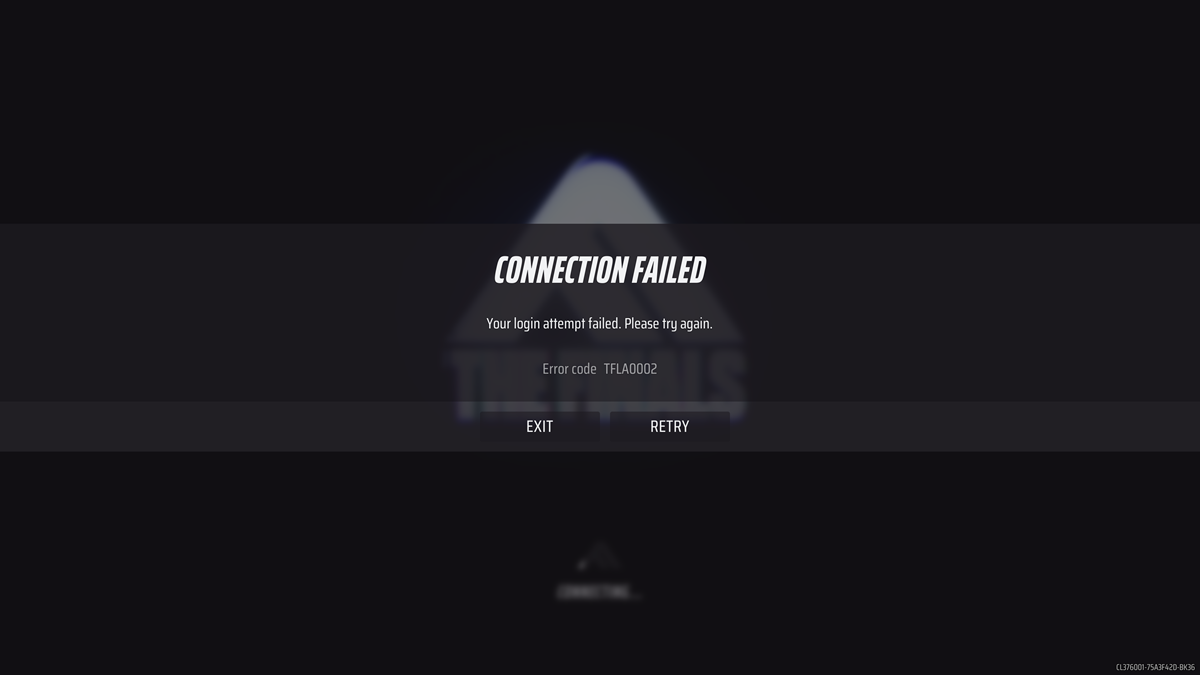 The Finals login attempt failed tfla0002
